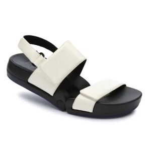 Figs by Figueroa Figulous Crinkled Patent Leather Flex Sandal in White